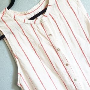 C&C California 100% Linen Button Up Tank-XL